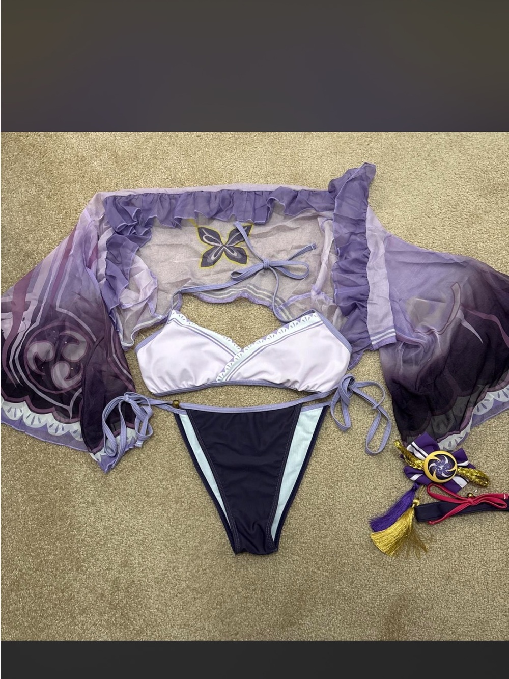 Genshin Impact Raiden Shogun Two-Piece Women's Swim Set Cosplay